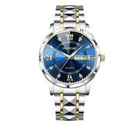 RORIOS Men's Stainless Steel Quartz Watch Premium Luminous Wristwatch with Date Display Stylish Business & Casual Timepiece Ideal Surprise for Father's Day/Birthday Blue