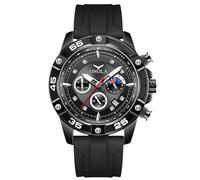 RORIOS Men's Stylish Wrist Watch Sport Casual Watches Multifunctional Analogue Quartz Wristwatch Chronograph Luminous Watch with Silicone Strap Black B