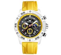RORIOS Men's Stylish Wrist Watch Sport Casual Watches Multifunctional Analogue Quartz Wristwatch Chronograph Luminous Watch with Silicone Strap Yellow