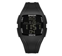 RORIOS Men's Tonneau Electronic Wrist Watch Casual Sport Wristwatch Multifunctional Digital Watches 50M Waterproof Watch for Men Boy with Rubber Strap Black Silver