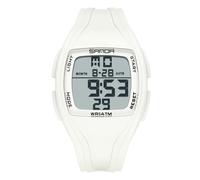 RORIOS Men's Tonneau Electronic Wrist Watch Casual Sport Wristwatch Multifunctional Digital Watches 50M Waterproof Watch for Men Boy with Rubber Strap White