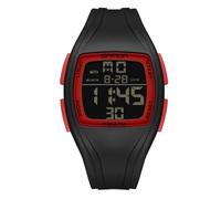 RORIOS Men's Tonneau Electronic Wrist Watch Casual Sport Wristwatch Multifunctional Digital Watches 50M Waterproof Watch for Men Boy with Rubber Strap Black Red