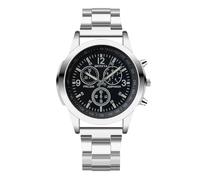 RORIOS Mens Watch Analog Quartz Chronograph Classic Business Wristwatches Stainless Steel Band Waterproof Watch with Arabic Numerals Black