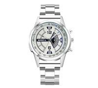 RORIOS Mens Watch Analog Quartz Chronograph Classic Business Wristwatches Stainless Steel Band Waterproof Watch with Arabic Numerals White A
