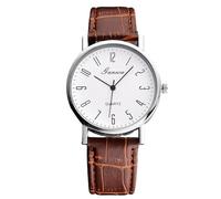 RORIOS Mens Watch Analog Quartz Digital/Roman Numerals/Triple Chronograph Watches with Leather Band Classic Casual Wristwatches Waterproof White and Brown