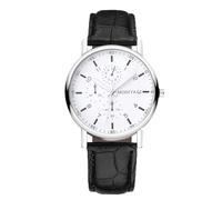 RORIOS Mens Watch Analog Quartz Digital/Roman Numerals/Triple Chronograph Watches with Leather Band Classic Casual Wristwatches Waterproof White and Black B