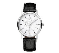 RORIOS Mens Watch Analog Quartz Digital/Roman Numerals/Triple Chronograph Watches with Leather Band Classic Casual Wristwatches Waterproof White and Black B