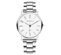RORIOS Mens Watch Analog Quartz Single/Double/Triple Chronograph Classic Business Wristwatches Stainless Steel Band Waterproof Watch with Arabic/Roman Numerals White