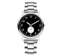 RORIOS Mens Watch Analog Quartz Single/Double/Triple Chronograph Classic Business Wristwatches Stainless Steel Band Waterproof Watch with Arabic/Roman Numerals Black C