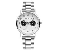 RORIOS Mens Watch Analog Quartz Single/Double/Triple Chronograph Classic Business Wristwatches Stainless Steel Band Waterproof Watch with Arabic/Roman Numerals White D