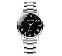 RORIOS Mens Watch Analog Quartz Single/Double/Triple Chronograph Classic Business Wristwatches Stainless Steel Band Waterproof Watch with Arabic/Roman Numerals Black A