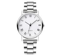 RORIOS Mens Watch Analog Quartz Single/Double/Triple Chronograph Classic Business Wristwatches Stainless Steel Band Waterproof Watch with Arabic/Roman Numerals White A