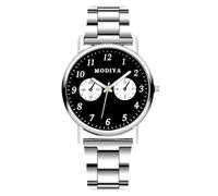RORIOS Mens Watch Analog Quartz Single/Double/Triple Chronograph Classic Business Wristwatches Stainless Steel Band Waterproof Watch with Arabic/Roman Numerals Black D