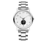 RORIOS Mens Watch Analog Quartz Single/Double/Triple Chronograph Classic Business Wristwatches Stainless Steel Band Waterproof Watch with Arabic/Roman Numerals White C