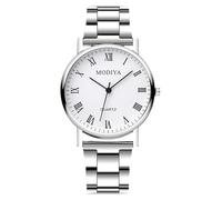 RORIOS Mens Watch Analog Quartz Single/Double/Triple Chronograph Classic Business Wristwatches Stainless Steel Band Waterproof Watch with Arabic/Roman Numerals White A
