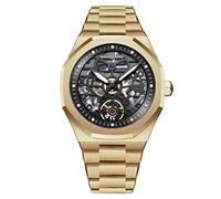 RORIOS Mens Watch Analog Quartz Watches with Stainless Steel Strap Skeleton Business Design Watches for Men