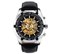 RORIOS Mens Watch Automatic Mechanical Watches Luminous Wrist Watches with Leather Strap Self-Winding Wrist Watch