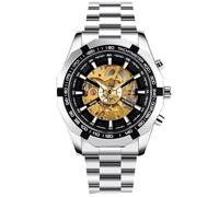 RORIOS Mens Watch Automatic Mechanical Watches Luminous Wrist Watches with Stainless Steel Strap Self-Winding Wrist Watch