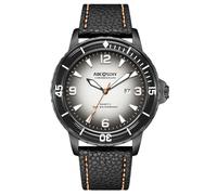 RORIOS Mens Watch Leather Analog Quartz Classic Numerals Men's Dress Wristwatch Waterproof Luminous Day Date Leather Watches for Men Black