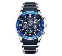 RORIOS Mens Watch Luminous Watch Business Analog Quartz Watches with Stainless Steel Strap Chronograph Multifunction Watches for Men