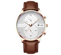 RORIOS Mens Watch Luminous Watches Analog Quartz Watch with Leather Strap Minimalist Chronograph Wrist Watches for Men