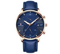 RORIOS Mens Watch Luminous Watches Analog Quartz Watch with Leather Strap Minimalist Chronograph Wrist Watches for Men