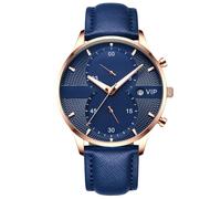 RORIOS Mens Watch Luminous Watches Analog Quartz Watch with Leather Strap Minimalist Chronograph Wrist Watches for Men