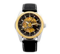 RORIOS Mens Watch Luminous Watches Automatic Mechanical Watches with Leather Steel Strap Skeleton Wrist Watch for Men