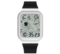 RORIOS Men's Watch Square Electronic Wrist Watch Multifunctional Digital Wristwatch 50M Waterproof Watch Utral Large HD Display Watch for Boy Rubber Strap Black White