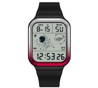 RORIOS Men's Watch Square Electronic Wrist Watch Multifunctional Digital Wristwatch 50M Waterproof Watch Utral Large HD Display Watch for Boy Rubber Strap Black Red