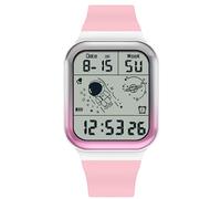 RORIOS Men's Watch Square Electronic Wrist Watch Multifunctional Digital Wristwatch 50M Waterproof Watch Utral Large HD Display Watch for Boy Rubber Strap Pink
