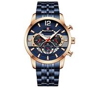 RORIOS Men's Watches Analog Quartz Watch with Stainless Steel Brecelet Luminous Chronograph Wristwatch Fashion Sports Watch for Men Boys