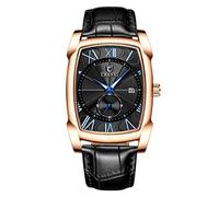RORIOS Mens Watches Analog Quartz Watches Luminous Dial with Calendar Leather Strap Fashion Men Wristwatch Dress Business Watch for Men