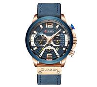 rorios Men's Watches Analogue Quartz Wristwatches Chronograph Watch with Date Calendar Leather Strap Fashion Sports Watch Men's Watches, Blue, Strap.