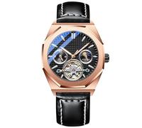 RORIOS Men's Watches Luminous Hands Automatic Mechanical Watch with Leather Strap Self Winding Tourbillon Men’s Wrist Watches