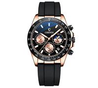 RORIOS Mens Watches Luminous Watches Analog Quartz Watches with Silicone Strap Multi Function Wrist Watches Stopwatch for Men