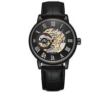 RORIOS Mens Watches Mechanical Skeleton Automatic Watch Luminous Watch with Leather Strap Self-Winding Wrist Watch