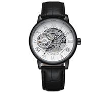 RORIOS Men's Watches Mechanical Skeleton Automatic Watch Luminous Watch with Leather Strap Self-Winding Wrist Watch