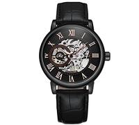 RORIOS Mens Watches Mechanical Skeleton Automatic Watch Luminous Watch with Leather Strap Self-Winding Wrist Watch