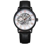 RORIOS Mens Watches Mechanical Skeleton Automatic Watch Luminous Watch with Leather Strap Self-Winding Wrist Watch