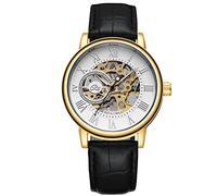 RORIOS Mens Watches Mechanical Skeleton Automatic Watch Luminous Watch with Leather Strap Self-Winding Wrist Watch