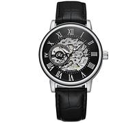 RORIOS Mens Watches Mechanical Skeleton Automatic Watch Luminous Watch with Leather Strap Self-Winding Wrist Watch