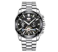 RORIOS Mens Watches Waterproof Analogue Vintage Chronograph Quartz Gents Watch Stain Steel Strap Daily Business Wrist Watch for Men with Date Luminous Function Silver