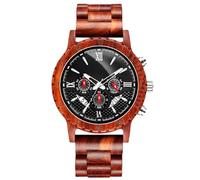RORIOS Men's Watches with Luminous Wooden Watch Super Light Quartz Natural Watch with Calendar Watches, Red Sandalwood, Bracelet
