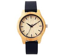 RORIOS Men's Women's Bamboo Wooden Watch Analog Quartz Watch with Silicone Strap Lightweight Couple Wooden Wrist Watch