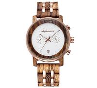 RORIOS Men's Wooden Watch Natural Analog Quartz Watch Handmade Wood Watch Lightweight Chronograph Wristwatch for Men
