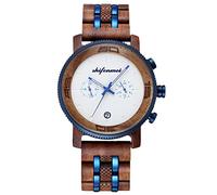 RORIOS Men's Wooden Watch Natural Analog Quartz Watch Handmade Wood Watch Lightweight Chronograph Wristwatch for Men