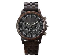 RORIOS Men's Wooden Watch Waterproof Analog Quartz Watch Natural Handmade Wood Wrist Watch Multi-Function Chronograph Watches for Men