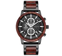 RORIOS Men's Wooden Watch Waterproof Analog Quartz Watch Natural Handmade Wood Wrist Watch Multi-Function Chronograph Watches for Men