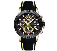 RORIOS Men's Wristwatches Silicone Luminous Calendar Multifunction Watches, Black, Strap
